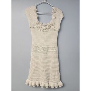 & Other Stories Los Angeles Atelier Cream M Crochet Cap Sleeve Dress